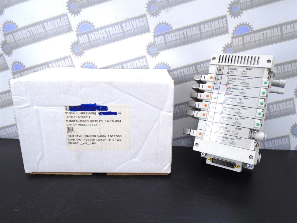 SMC - VVQ21-08-DAN00 - 8 Station VALVE MANIFOLD ASSY - 164K745G01 (NEW in BOX)