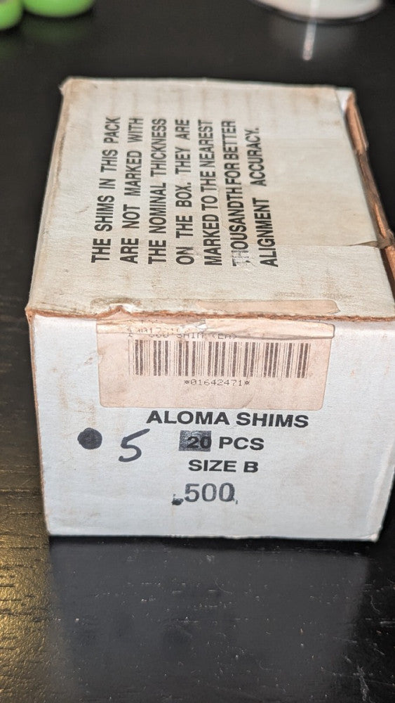 New Pack of (4) Aloma Shims Size B .500" Nominal