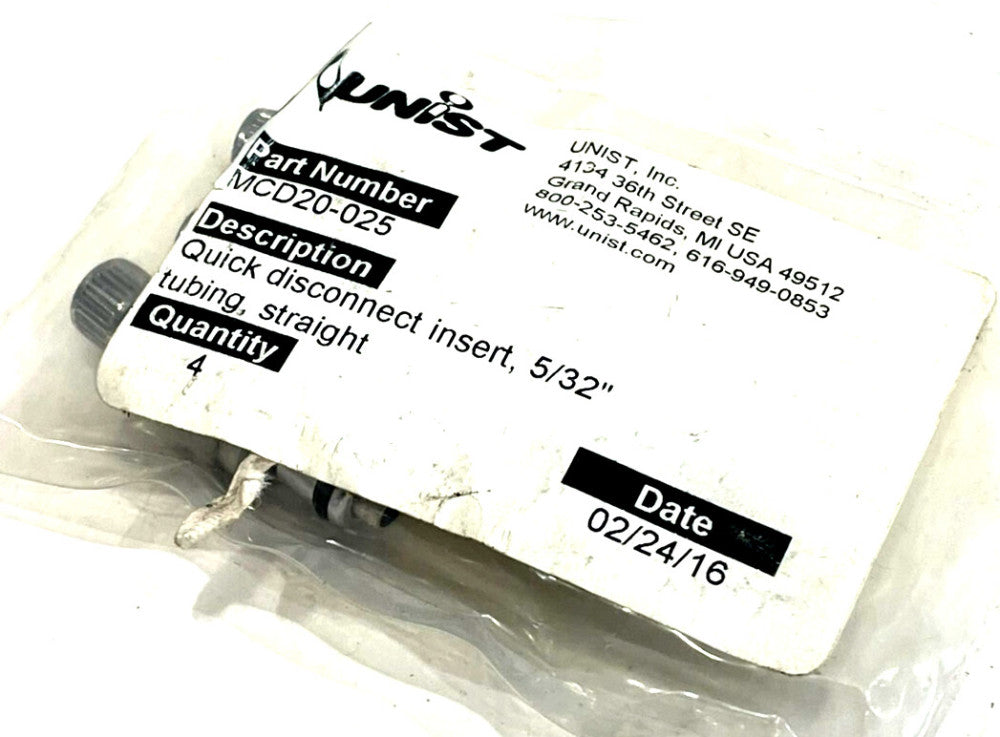 NEW UNIST MCD20-025 QUICK DISCONNECT 5/32" STRIGHT TUBING  MCD20025