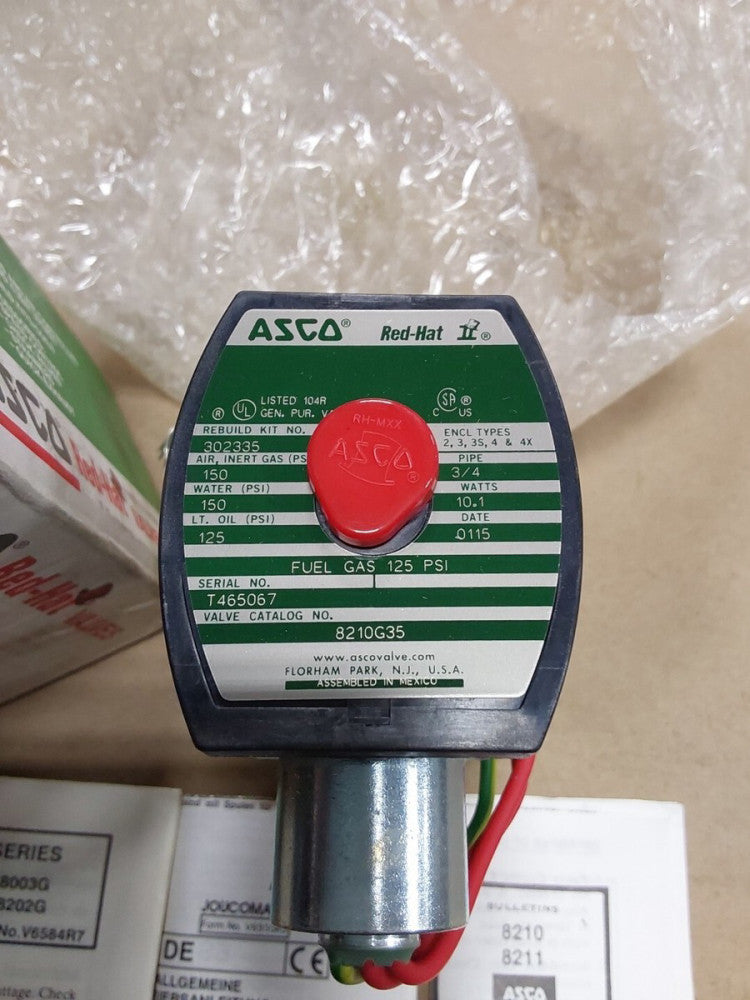 Asco 8210G35  3/4" Normally Open 0-150 PSI 2-Way 110/120VAC Solenoid Valve G2