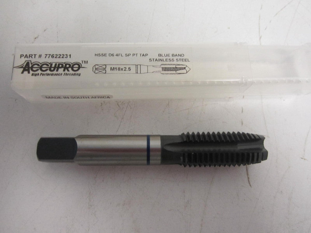 M18 x 2.50 HSSE D6 Vanadium Blue Band Stainless Steel Chamfer Plug Tap New