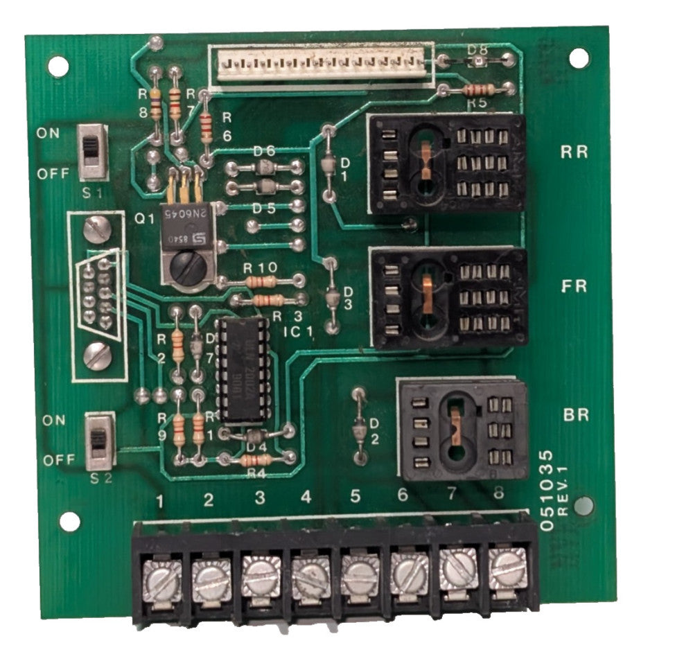 051035 Rev. 1 PCB industrial circuit control board, on/off switch, D9 connector