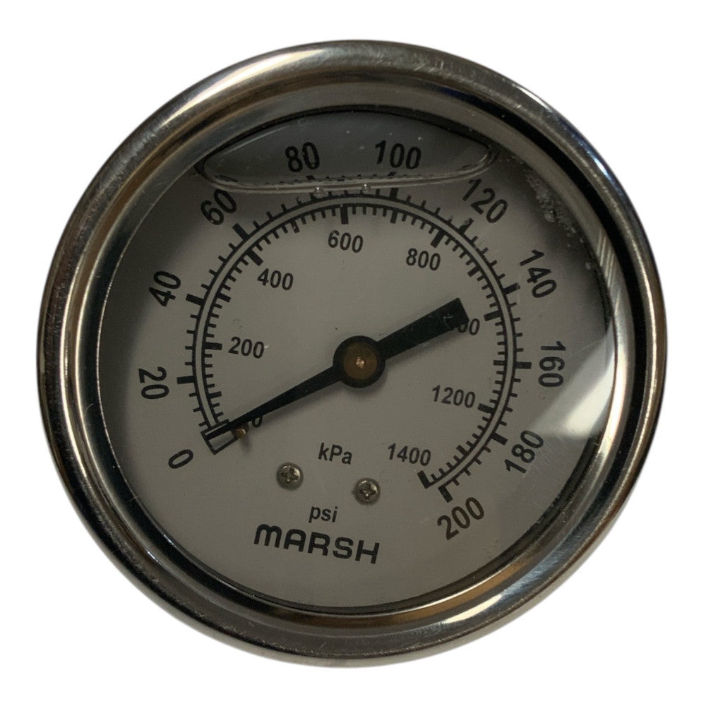 Marsh Pressure Gauge 0–200 PSI / 0–1400 kPa Stainless Steel Case