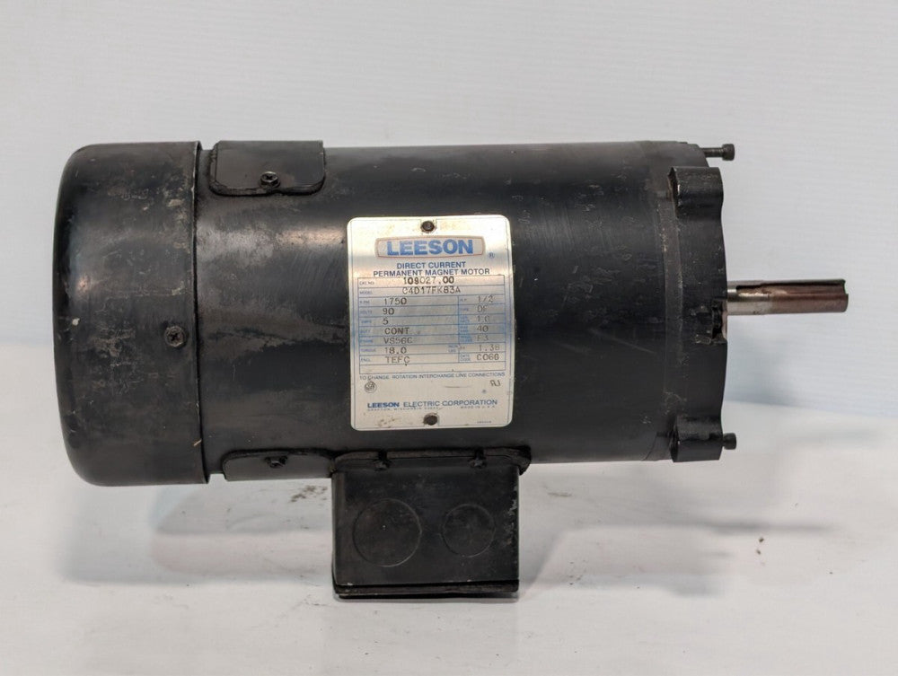 Leeson 109027.00 C4D17FK83B DC Magnet Motor 90VDC 1/2hp .5HP 1750rpm VS56C TEFC
