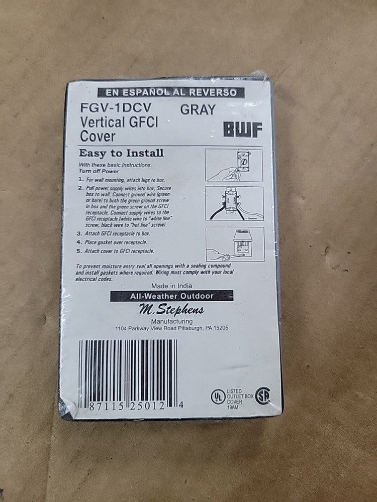 New Lot of 6 BWF All Weather Vertical GFCI Cover FGV-1DCV Gray Outdoor