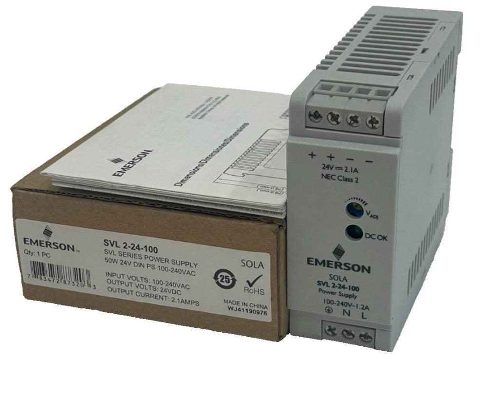 NEW EMERSON SVL 2-24-100 POWER SUPPLY 50W 24V 100-240VAC SVL 224100