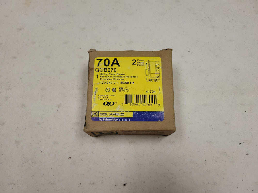NEW OLD STOCK QOB270 - Square D 70 Amp 2 Pole Bolt-On Circuit Breaker NOS