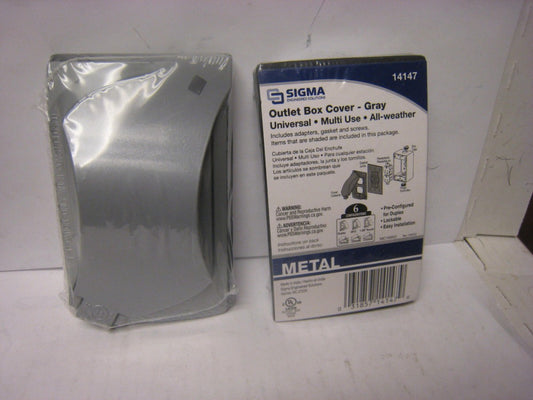 2 X Sigma Electronics Universal All Weather Gray Metal Outlet Box Cover #14147