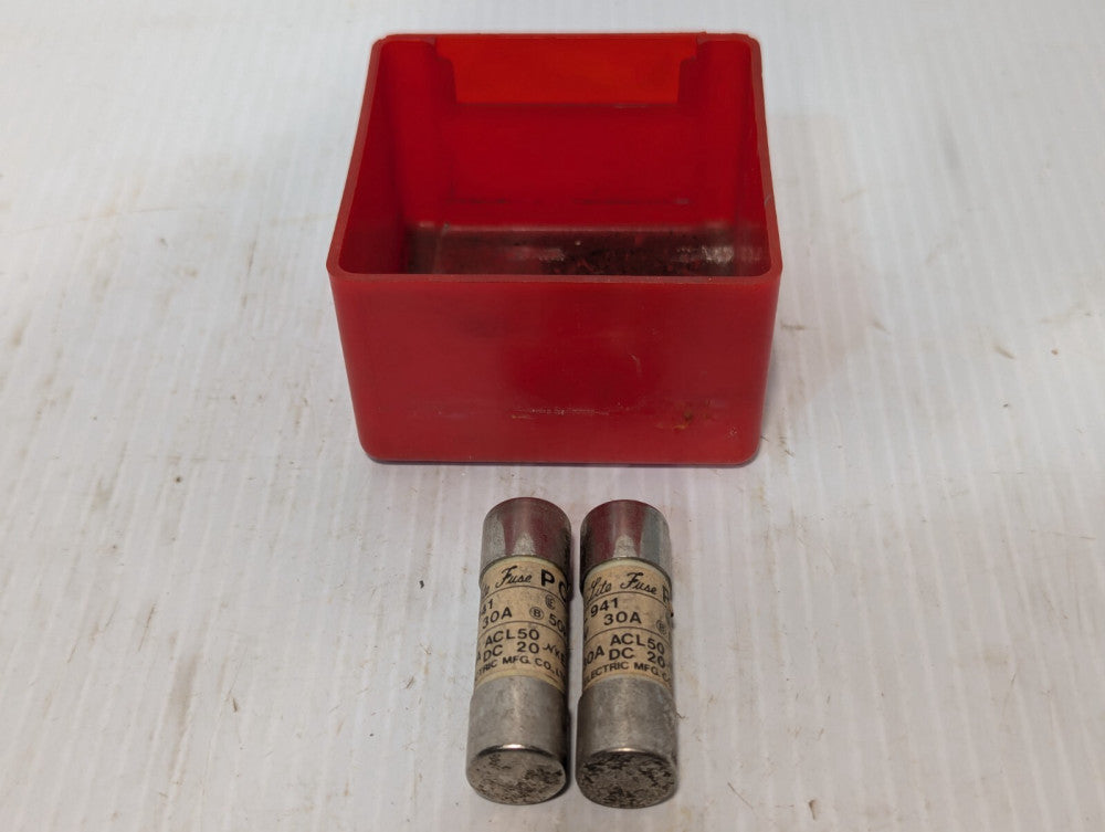 Lot of 2 Utsunomiya PC1-30 Cello-Lite Fuse, 30A, 500VAC, 250VDC, 50kA, 32-941