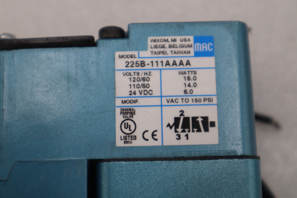 NEW OPEN BOX MAC VALVES INC 225B-111AAAA / 225B111AAAA  STOCK H148A