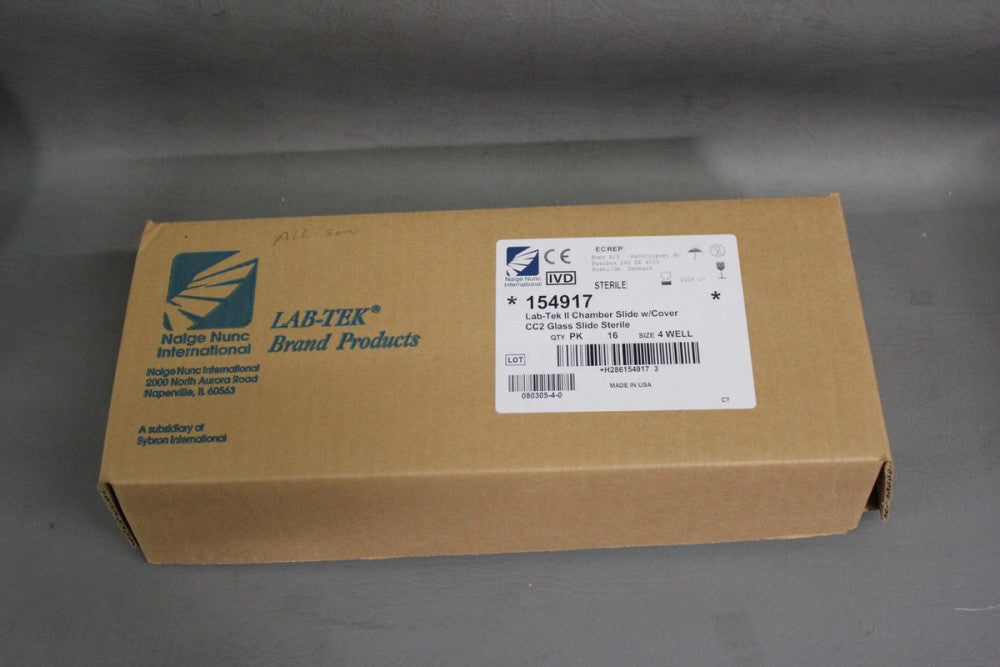 BOX OF 15 NEW NALGE NUNC LAB-TEK II 4 WELL CHAMBER SLIDE W/COVER  154917