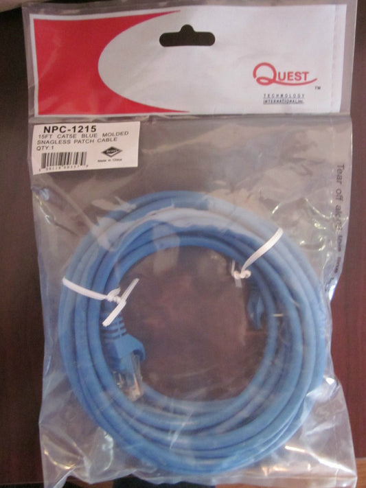  # NPC-1215 15ft CAT5E BLUE MOLDED SNAGLESS PATCH CABLE *FREE SHP EA ADD* (NEW)