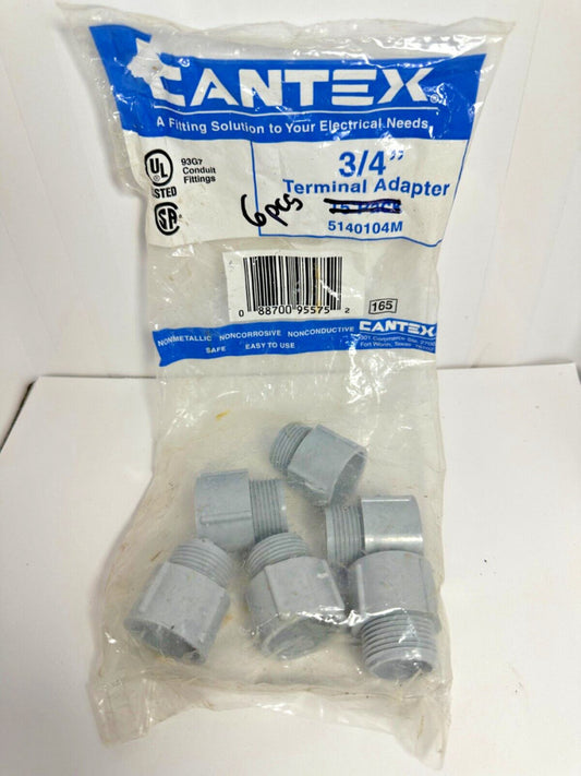 6pcs Cantex 5140104M 3/4" Terminal Adapter