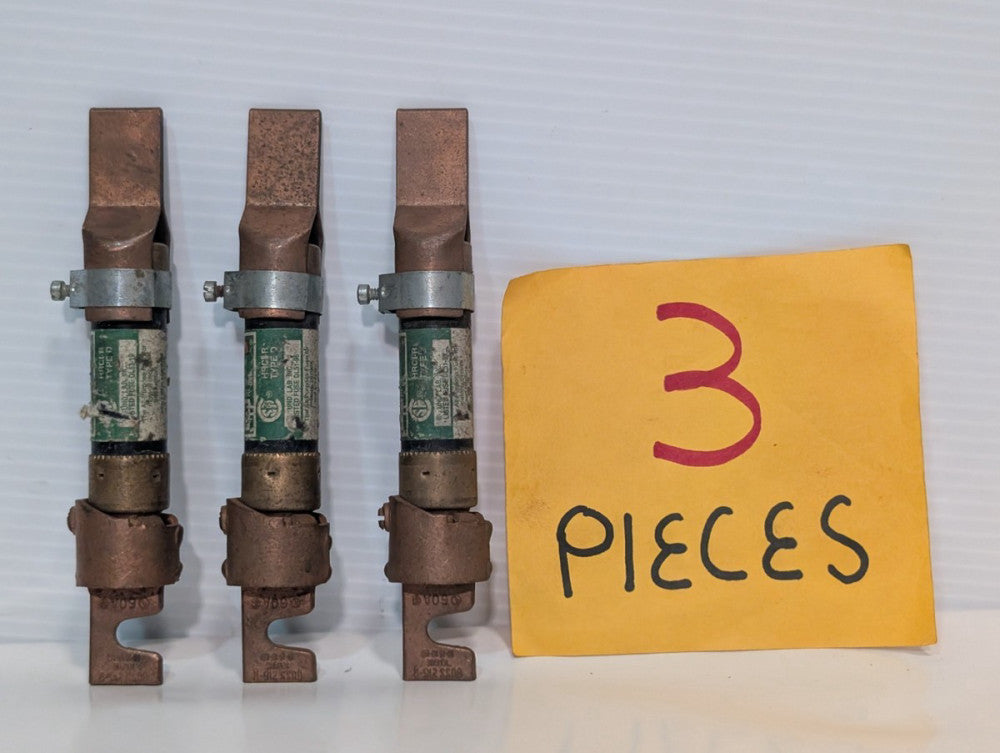 Lot of 3 Busmann FRN-R-35  Time-Delay 35A Fuses w Size Adapters, Dual-Element
