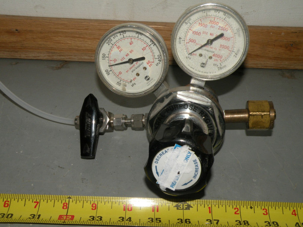 GPT 270B 3000Psig Regulator for Inert Gases w Swagelok SS-43S4 Valve & Tubing