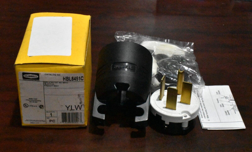 Hubbell HBL8451C Straight Plug 3 Pole, 4-Wire, 50A, 250V