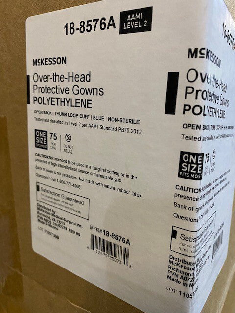 (Case of 75) 18-8576A McKesson Over-the-Head Protective Procedure Gown