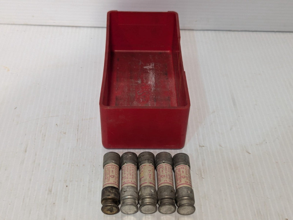 Lot of 5 Gould Shawmut TR1R Time Delay Current-Limiting Fuses, 1A, 250vacvdc