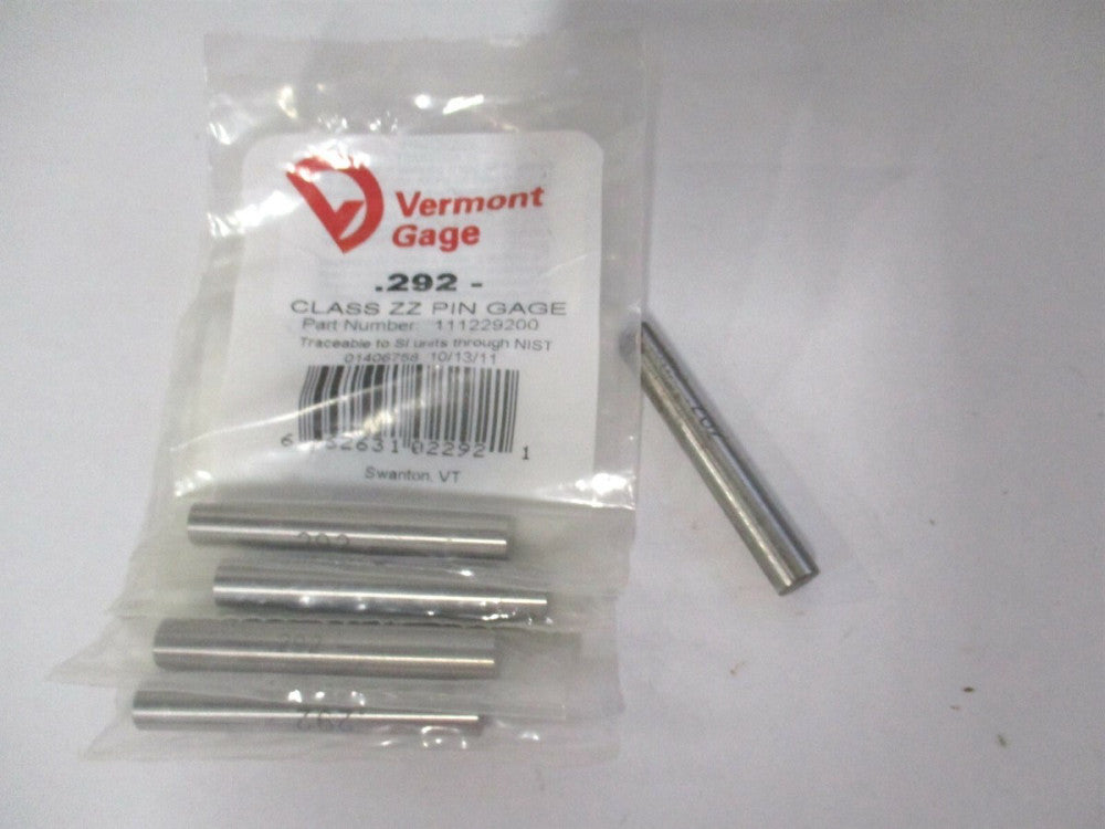 Vermont Gage (111229200) 0.292" Diam Class ZZ Minus Plug & Pin Gage - Lot of 5