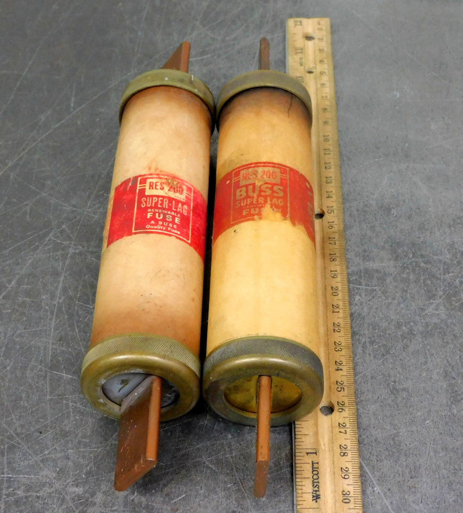 Bussmann RES200 Super-Lag Renewable Fuse 200 AMP 600 V Lot of Two (2)