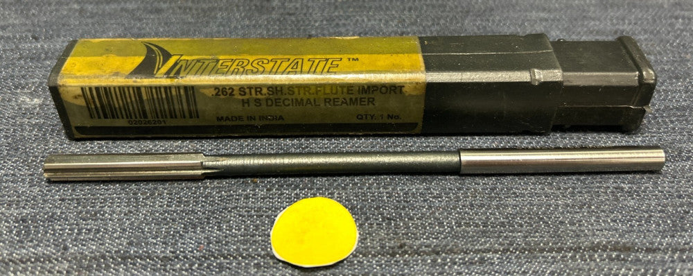 INTERSTATE .262" CHUCKING REAMER 6" OAL 1-1/2" LOC 6-FLUTES STRAIGHT HS