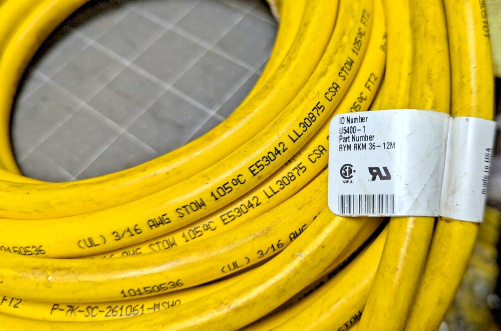 12m (39ft.) MiniFast Double Ended Cordset Turck RYM RKM 36-12M, U5400-1 [Z2B4]