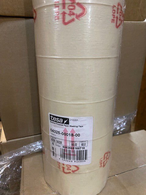 (6 PACK) Tesa 04325-00018-00 50 mm x 50 m General Purpose Masking Tape