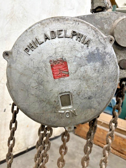 PHILADELPHIA 5 TON MANUAL CHAIN HOIST 315 IN LIFT CHAIN 72" HAND CHAIN