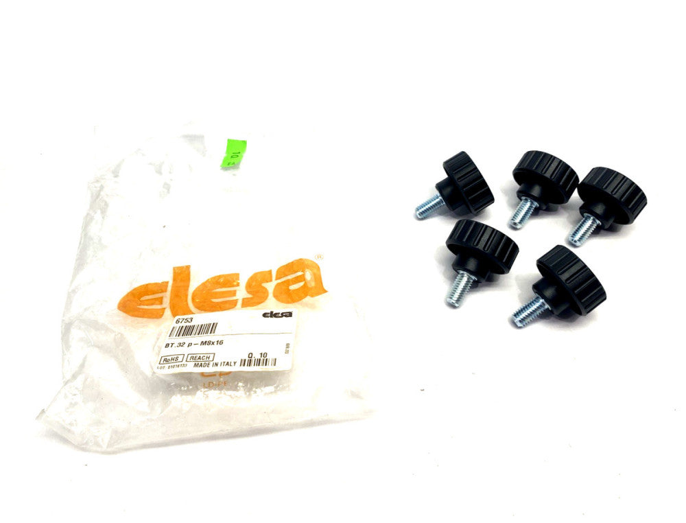 Elesa 6753 Knurled/Fluted Grip Knob, M8 x 16mm Stud, BT.32 p-M8x16 LOT OF 5