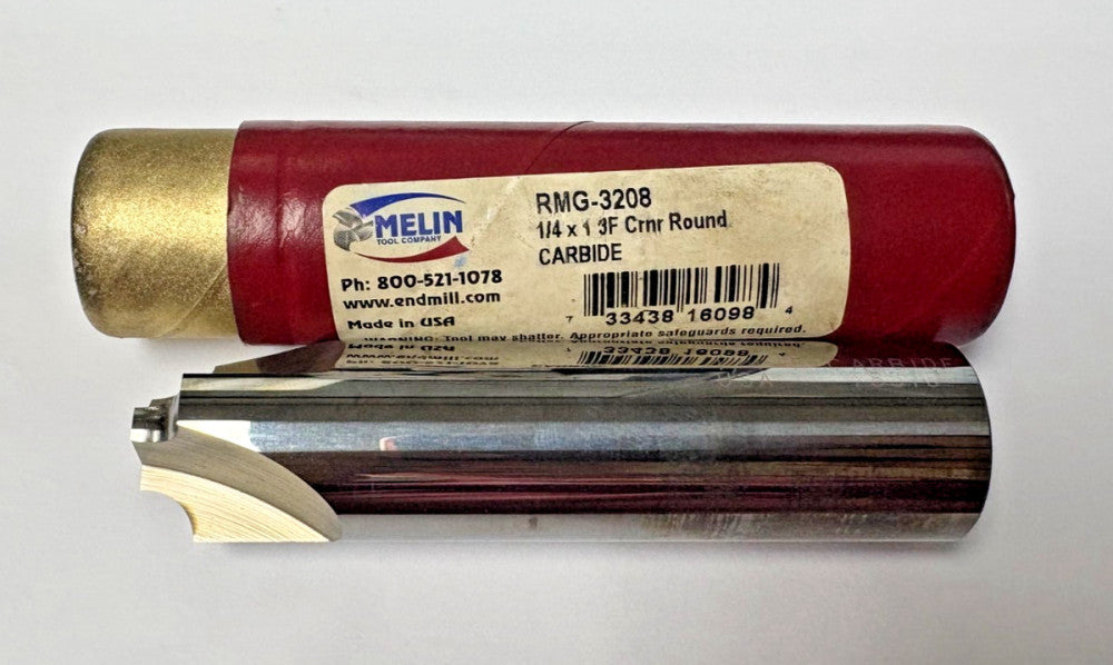 MELIN REAMER RMG-3208, 1/4" X 1" 3F CORNER ROUND END MILL