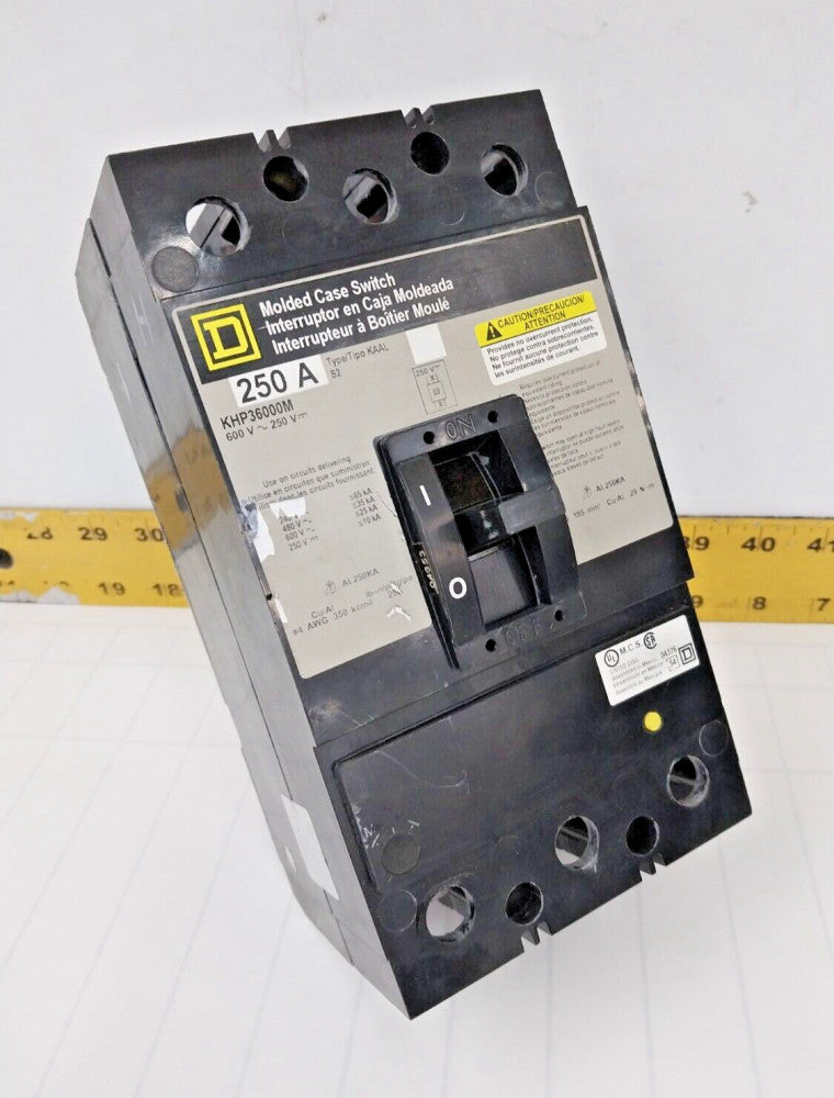 SQUARE D 250 AMP MOLDED CASE SWITCH 600 VAC 3 POLE  KHP36000M