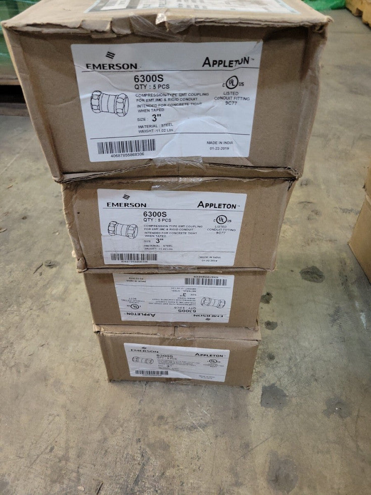 New! Emerson 6300S 3" EMT Compression Coupling Connector Steel *Qty 5 Per Box*