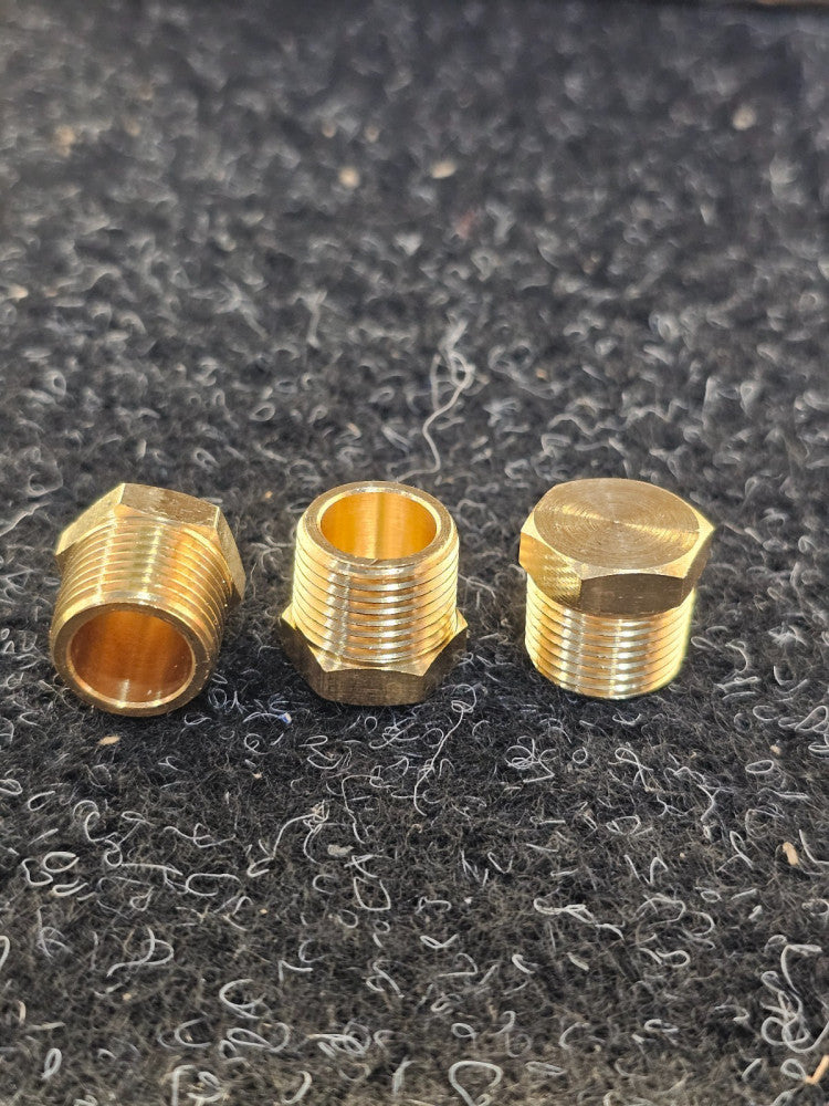 (QTY 10)Hex Head Pipe Plug 3/8" Male NPT Brass Fitting Water Oil Gas Hollow Body