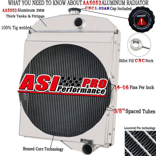 3 Rows Aluminum Radiator Tractor fits Oliver 1550 1555 1600 1650 1655 163343AS