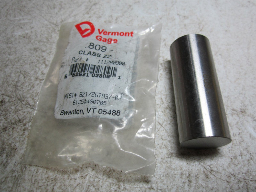 Vermont Gage (111280900) 0.809 Diameter Class ZZ Pin Gage