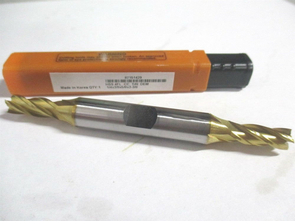 (E8053016) 1/4" x 5/8" x 3/8" x 3-3/8" OAL HSS 4 Flute Square Spiral End Mill 