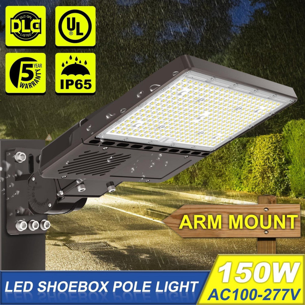 150 Watts LED Parking Lot Light Dusk To Dawn Commercial Shoebox Pole Light 5000K