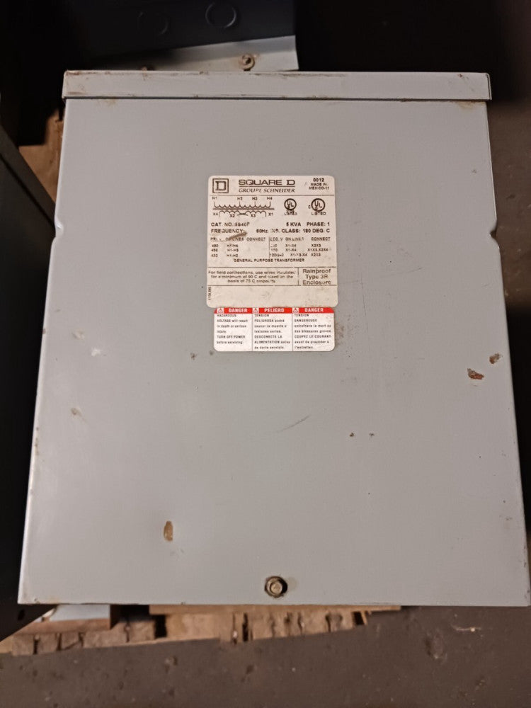 NEW SQUARE D 5S40F 5 KVA 1 PHASE GP TRANSFORMER 480 HV 120/240 LV NEMA 3R
