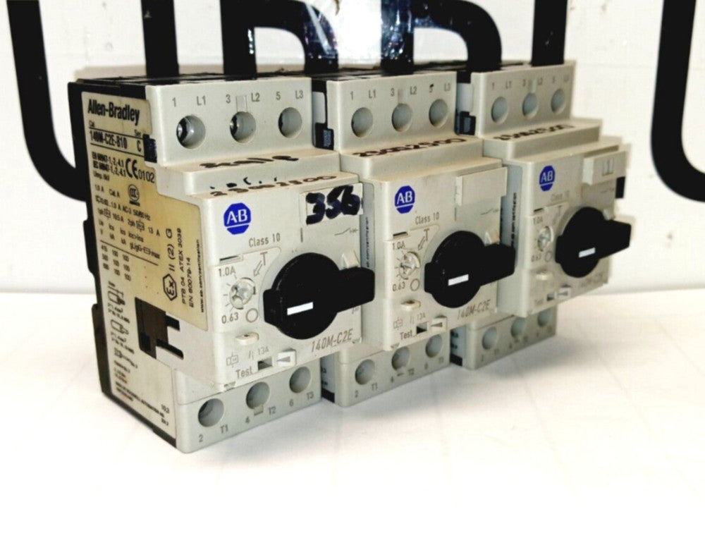 3) ALLEN BRADLEY MOTOR PROTECTOR/CIRCUIT BREAKER  140M-C2E-B10 SER C  LOT OF 3