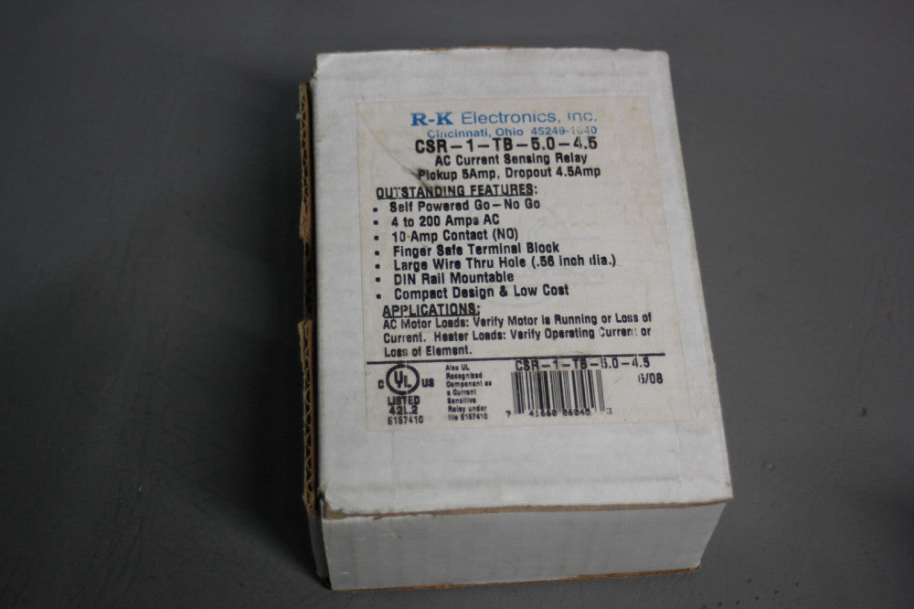 NEW RK CSR-1-TB-5.0-4.5  AC CURRENT SENSING RELAY