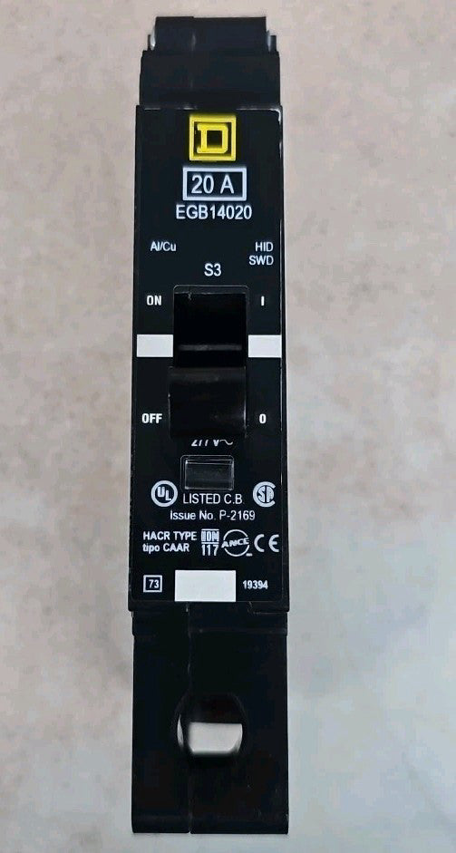NEW Square D EGB14020 Circuit Breaker 20 amp EGB 1 Pole 277V Bolt On NT