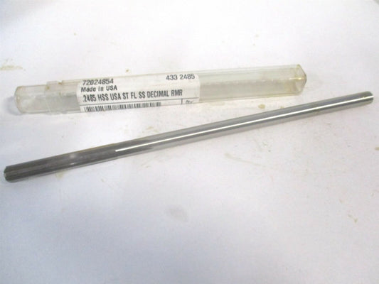(433-0.2485) 0.2485 x 1-1/2" x 6" OAL Straight Shank HSS 6-Flute Chucking Reamer