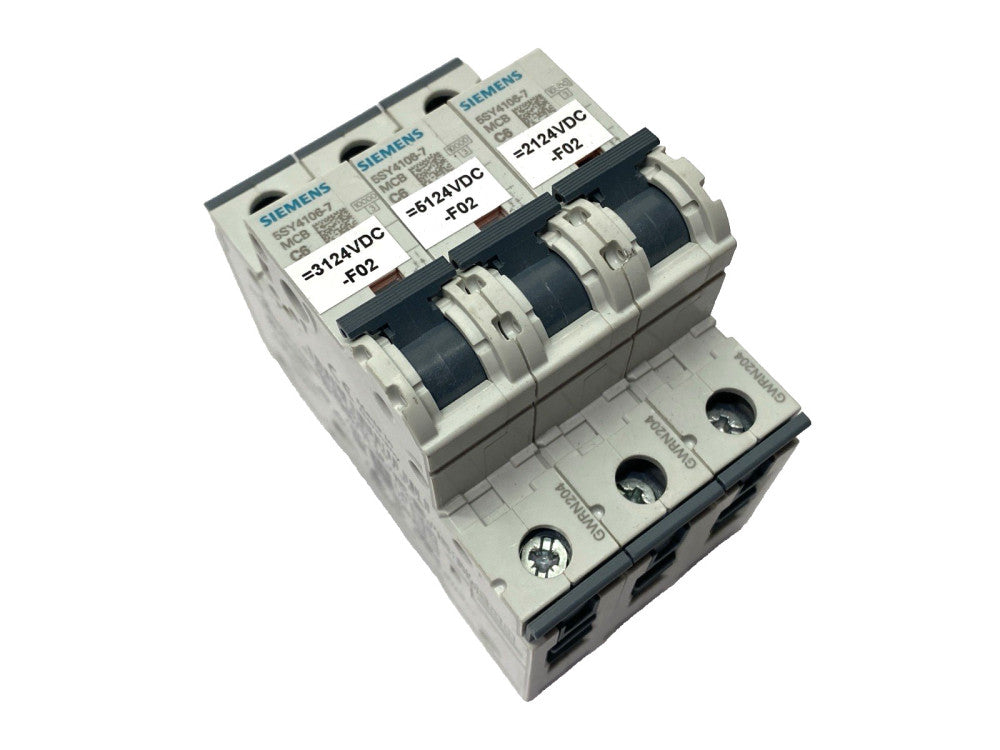 Siemens 5SY4106-7 Miniature Circuit Breaker 1-Pole 6A 230/400V LOT OF 3