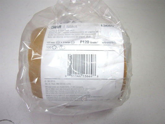 3M (7010360054) 5" Dia 120 Grit, Aluminum Oxide PSA Disc Roll - Pack of 100 