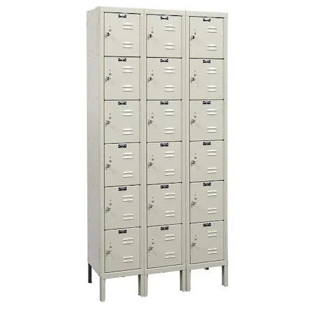 Hallowell U3228-6G-A-Pt Box Locker, 36 In W, 12 In D, 78 In H, (3) Wide, (6)