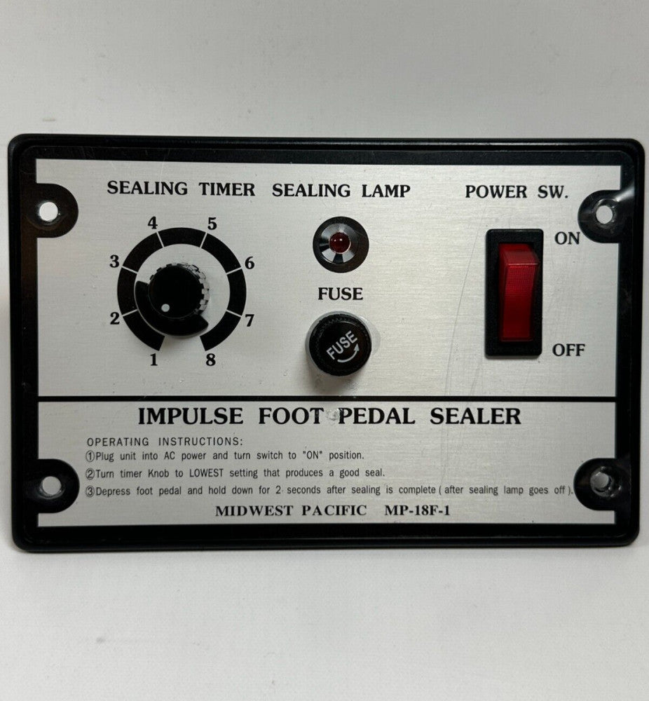 Midwest Pacific MP-18F1-3 Impulse Foot Pedal Sealer Control Panel - New