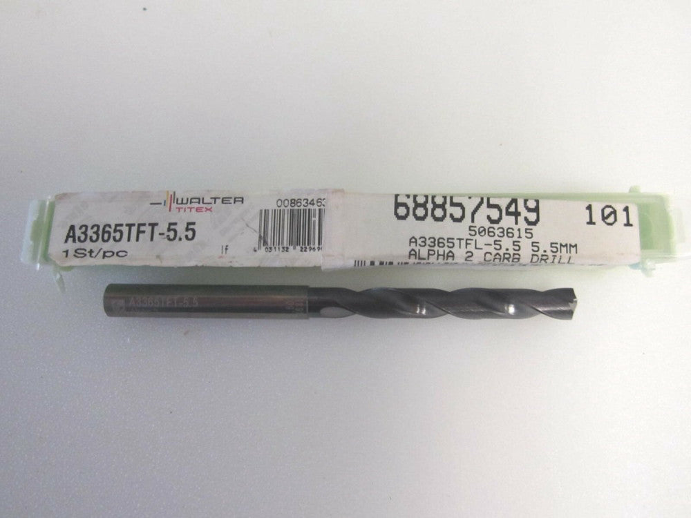WALTER TITEX (A3365TFT-5.5) 5.5mm Carbide 2-Flute Alpha 2 Jobber Drill Bit 