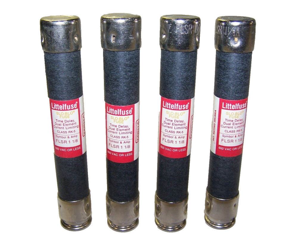4) LITTELFUSE 1 1/8 AMP 600 VAC TIME DELAY DUAL ELEMENT FUSE FLSR 1 1/8 LOT OF 4