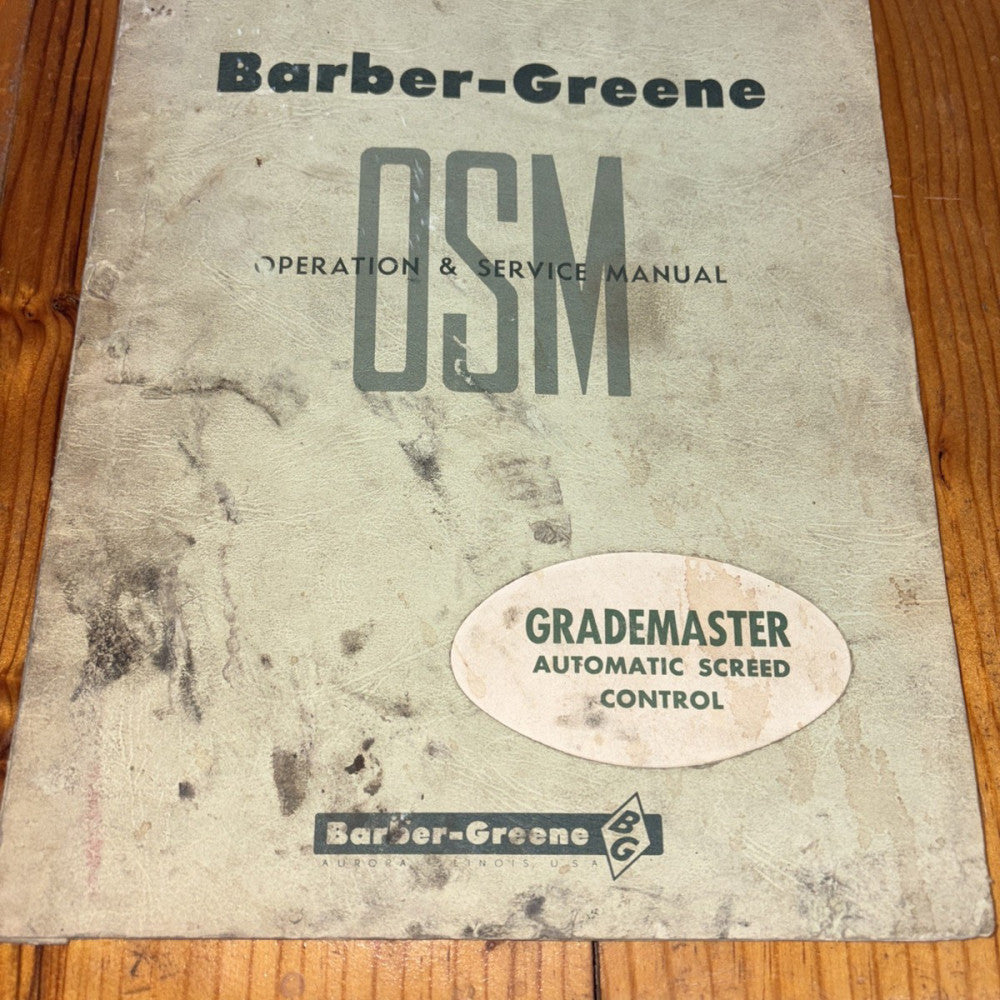 Barber-Green Grademaster Service Manual.