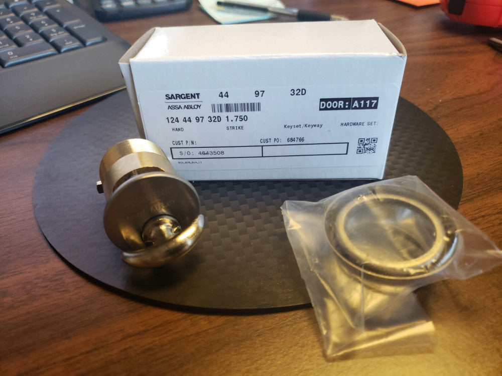 SARGENT ASSA ABLOY Sargent 124-44 32D Turn Knob Mortise Cylinder Lock
